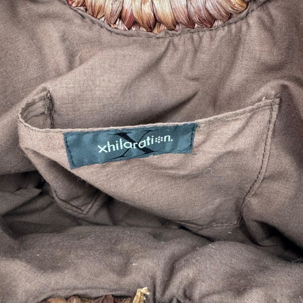 Xhilaration Handwoven Half-Moon Straw Bag Circular Handles Tropical Vacation - Picture 4 of 8